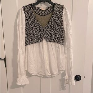 Anthropologie Black and White Layered Blouse poet
